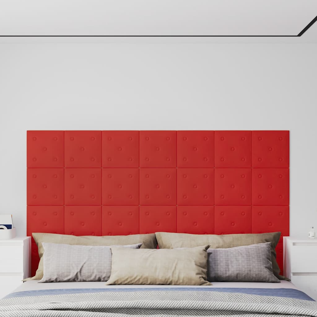 vidaXL Wandpaneele 12 Stk. Weinrot 30x30 cm Kunstleder 1,08 m²