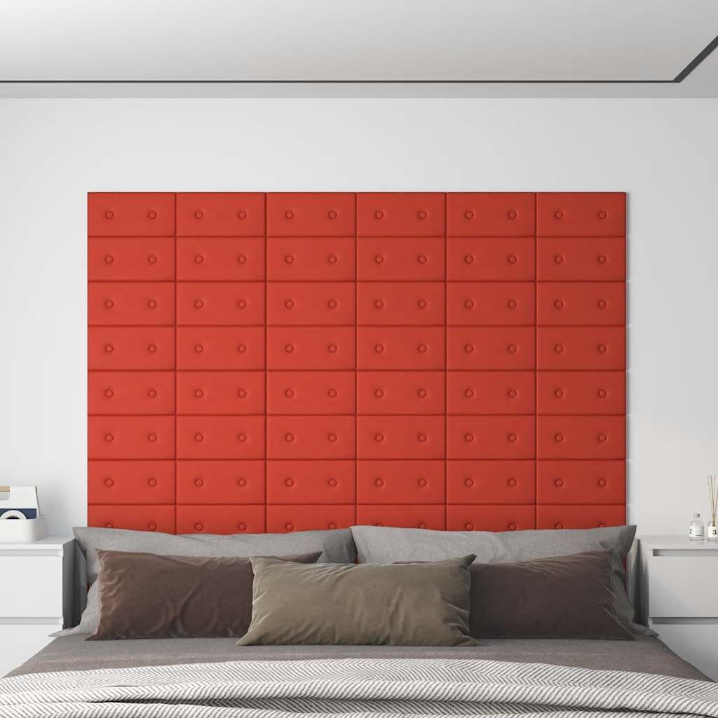 vidaXL Wandpaneele 12 Stk. Rot 30x15 cm Kunstleder 0,54 m²