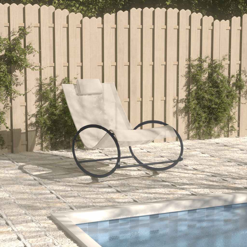 vidaXL Sonnenliege mit Kissen Stahl und Textilene Creme