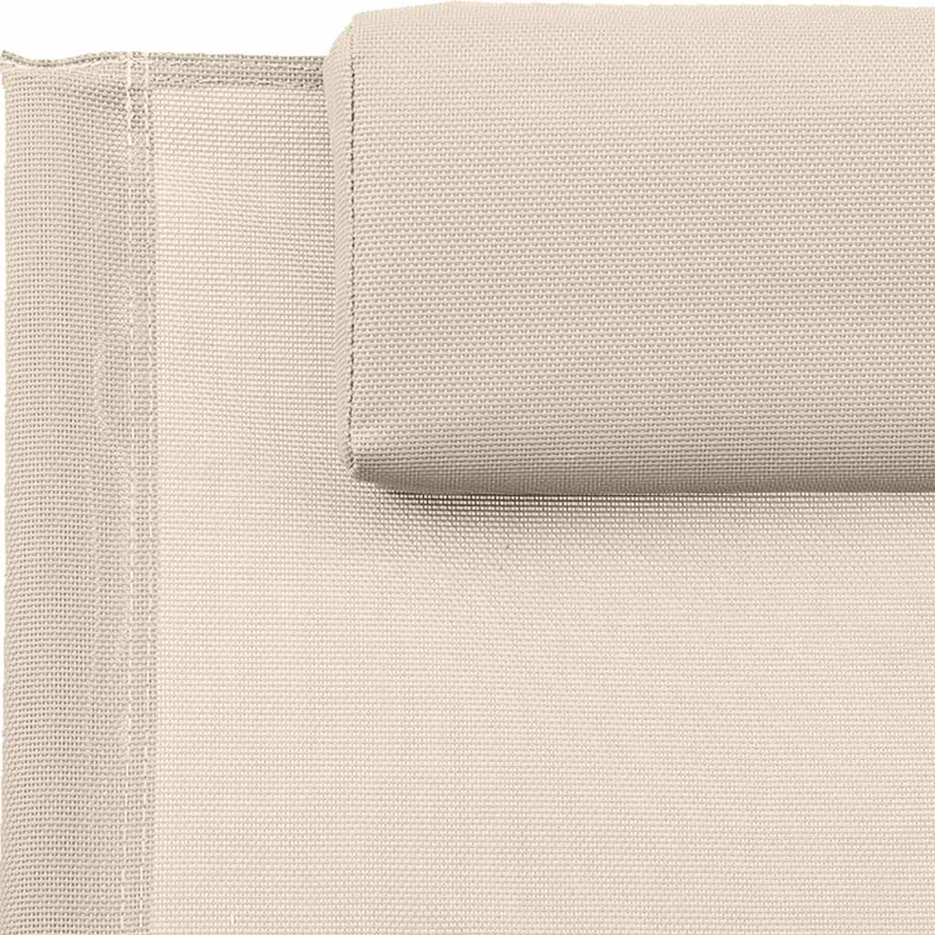 vidaXL Sonnenliege mit Kissen Stahl und Textilene Creme - Image 6