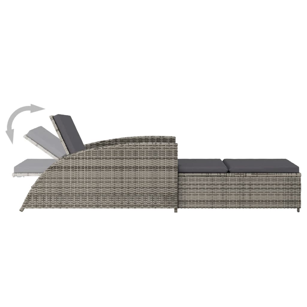 vidaXL Sonnenliege mit Dunkelgrauer Auflage Poly Rattan Grau - Image 5