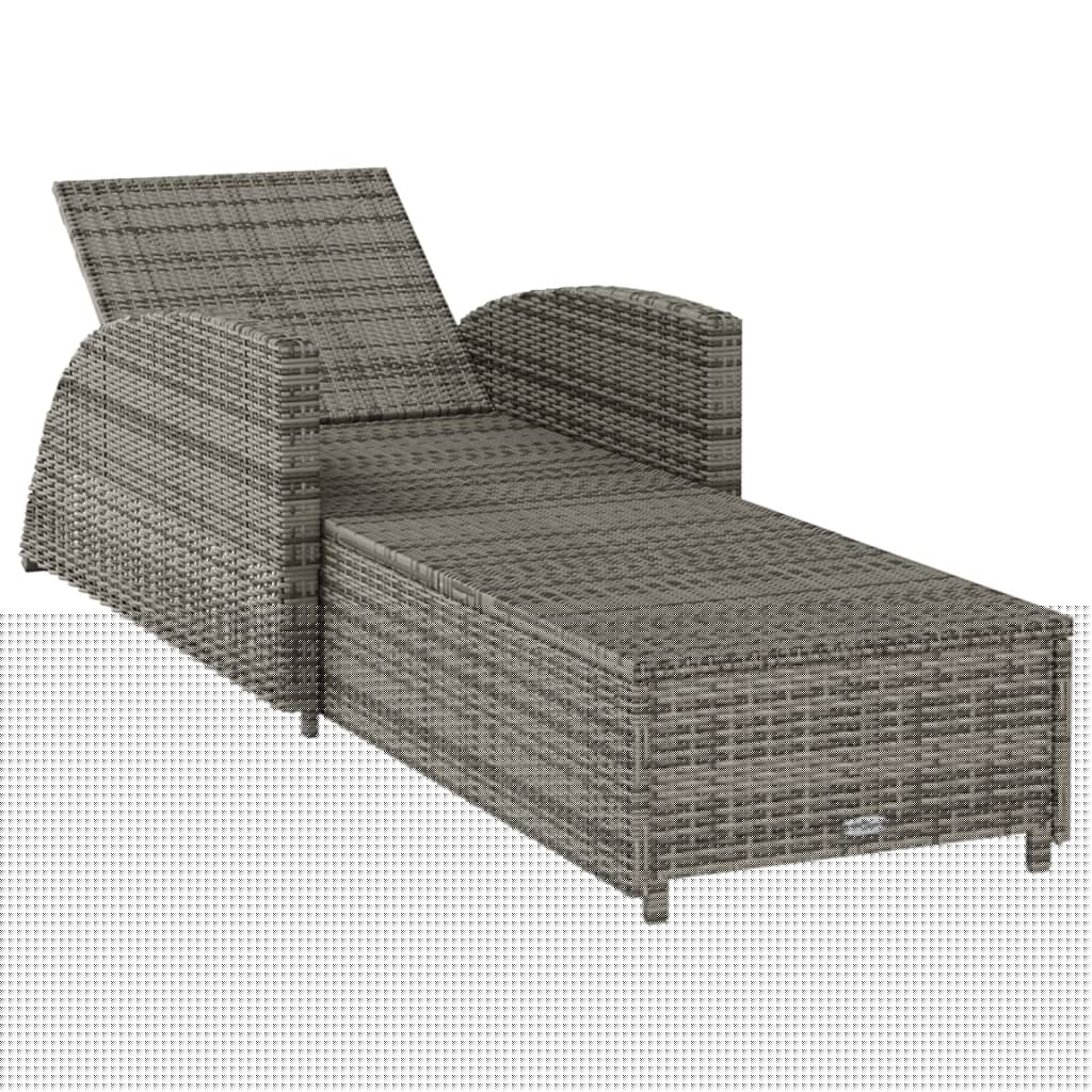 vidaXL Sonnenliege mit Dunkelgrauer Auflage Poly Rattan Grau - Image 6