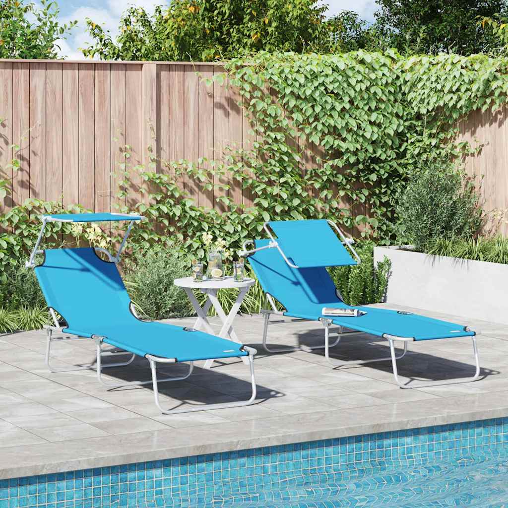 vidaXL Sonnenliege 2-Person 2 pcs Blau 58 x 188 x 77cm Stoff