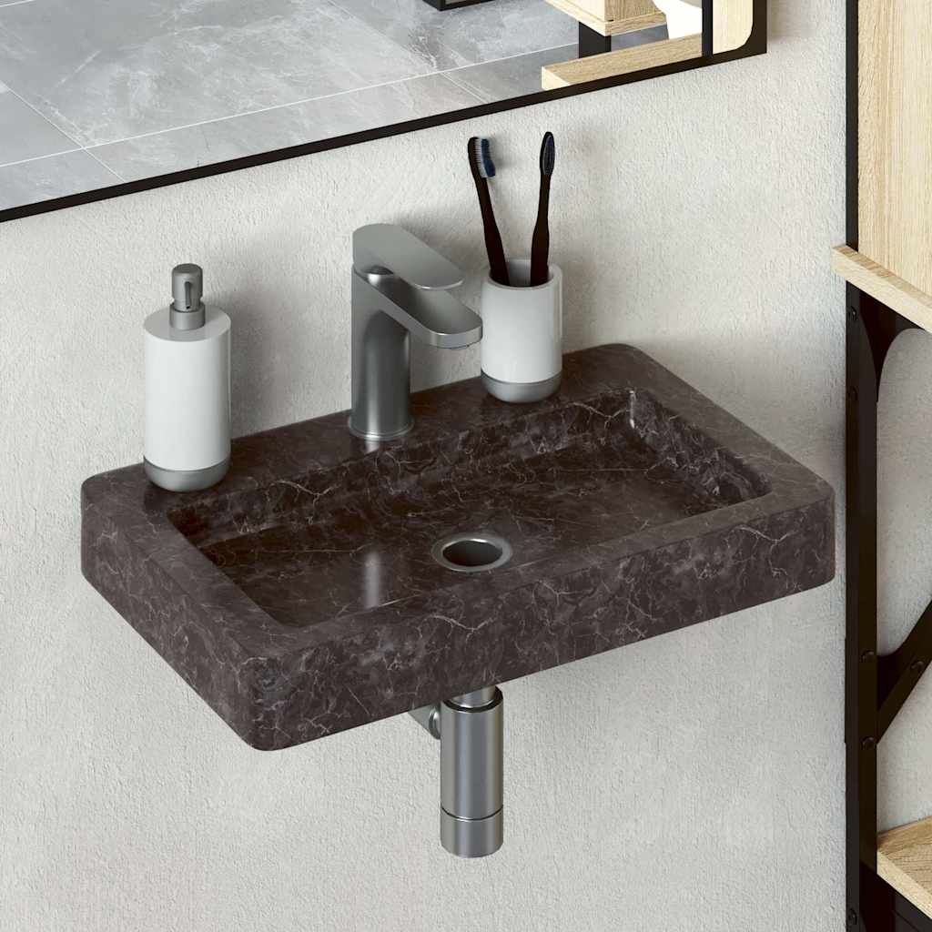 vidaXL Wandwaschbecken Schwarz 38x24x6,5 cm Marmor
