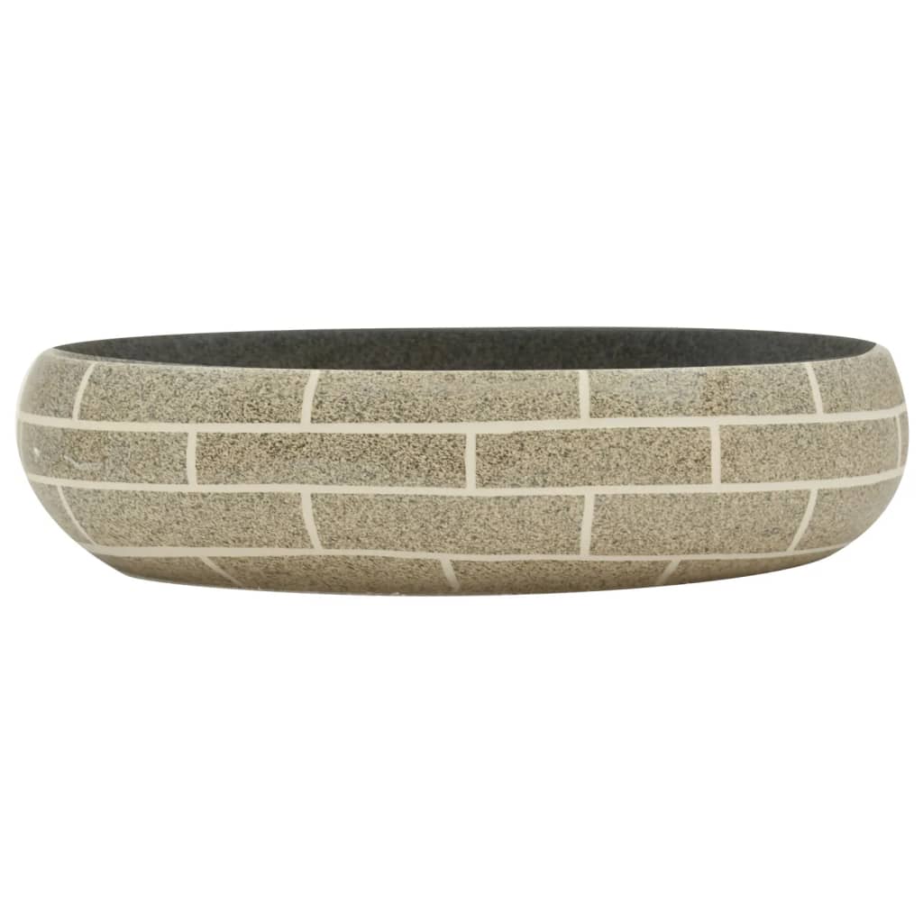 vidaXL Aufsatzwaschbecken Mehrfarbig Oval 59x40x15 cm Keramik - Image 3