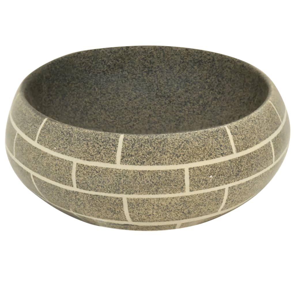 vidaXL Aufsatzwaschbecken Mehrfarbig Oval 59x40x15 cm Keramik - Image 5