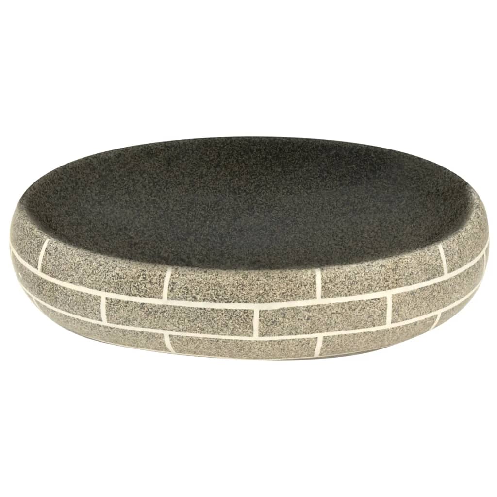 vidaXL Aufsatzwaschbecken Mehrfarbig Oval 59x40x15 cm Keramik - Image 4