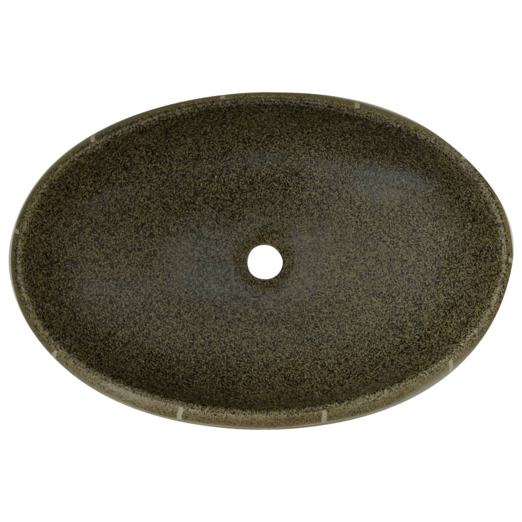 vidaXL Aufsatzwaschbecken Mehrfarbig Oval 59x40x15 cm Keramik - Image 6