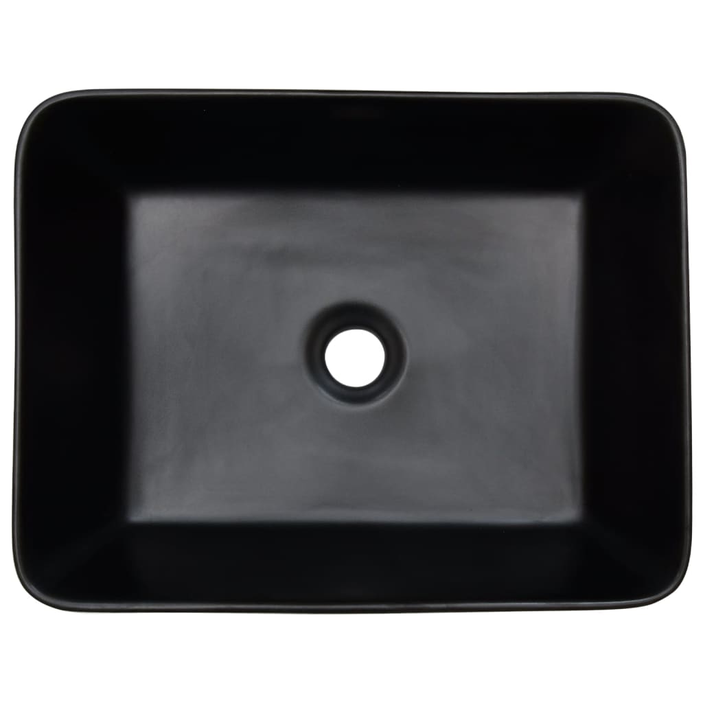vidaXL Aufsatzwaschbecken Schwarz Braun Rechteck 46x35,5x13cm Keramik - Image 6