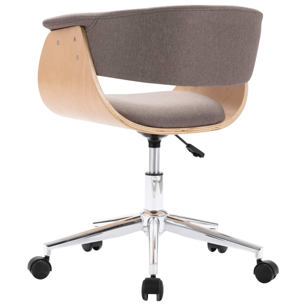 vidaXL Drehbarer Bürostuhl Taupe Bugholz und Stoff - Image 4