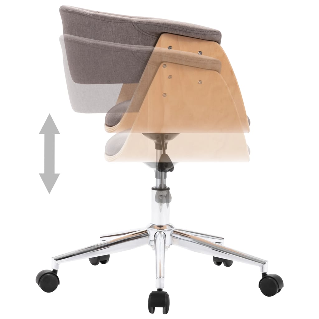 vidaXL Drehbarer Bürostuhl Taupe Bugholz und Stoff - Image 5