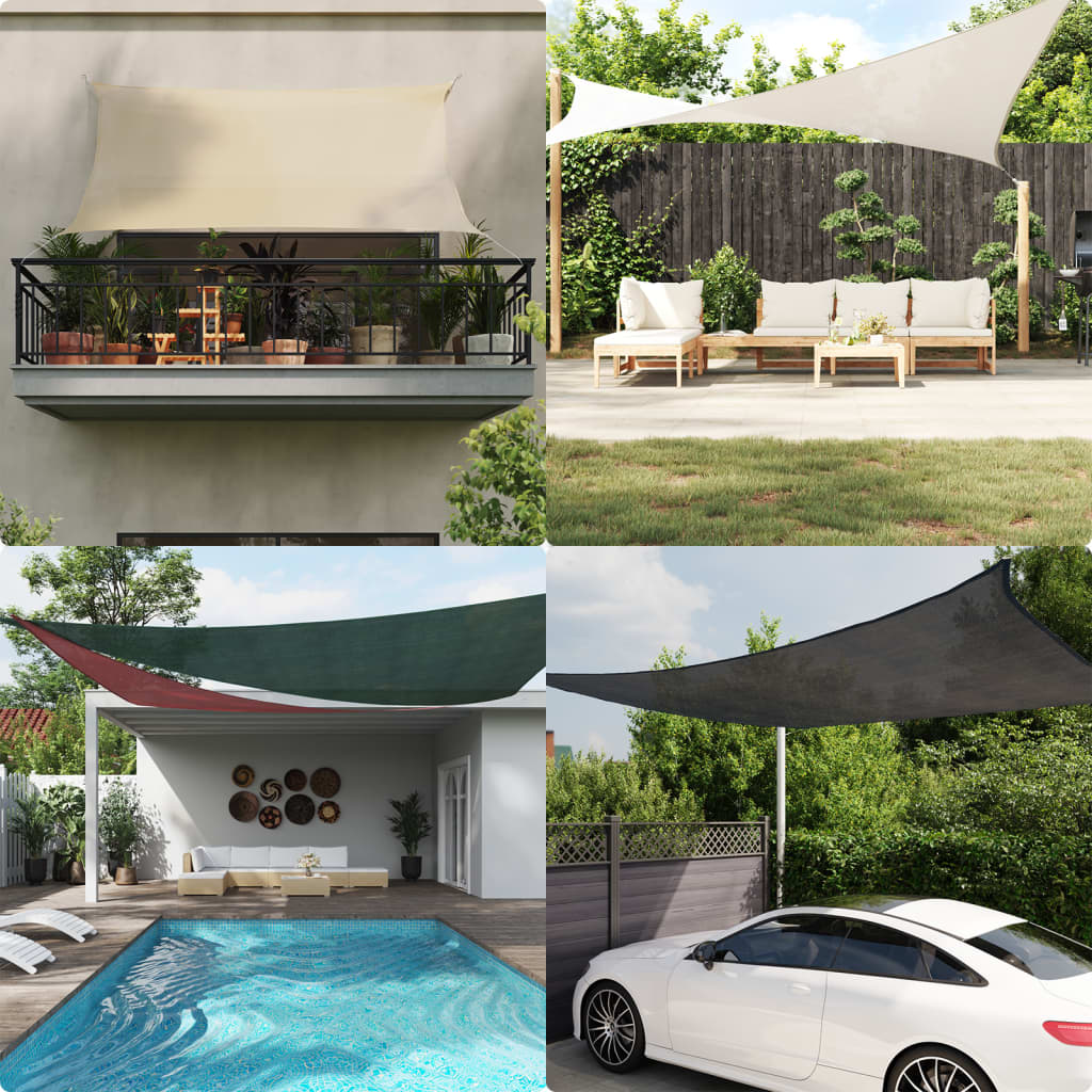 vidaXL Sonnensegel 160 g/m² Schwarz 7x7 m HDPE