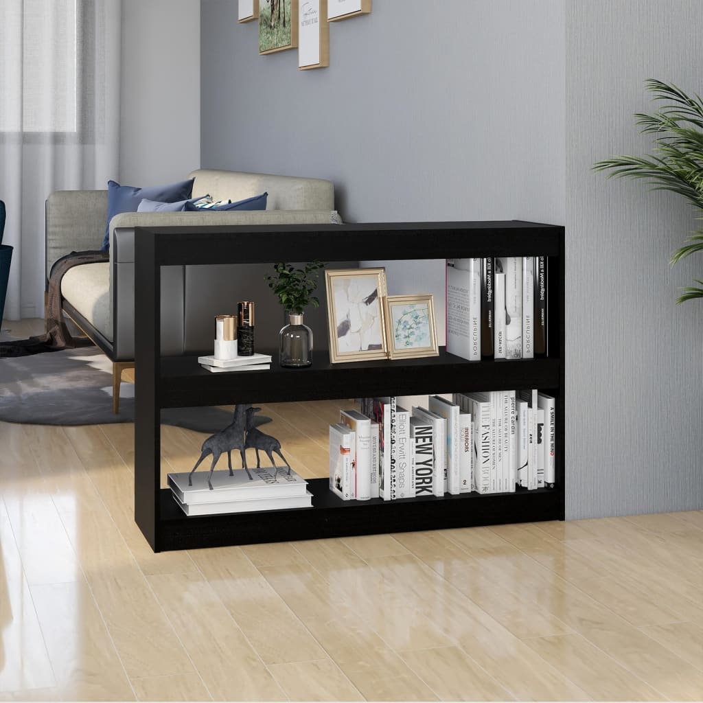 vidaXL Bücherregal Raumteiler Schwarz 100x30x71,5 cm Massivholz Kiefer