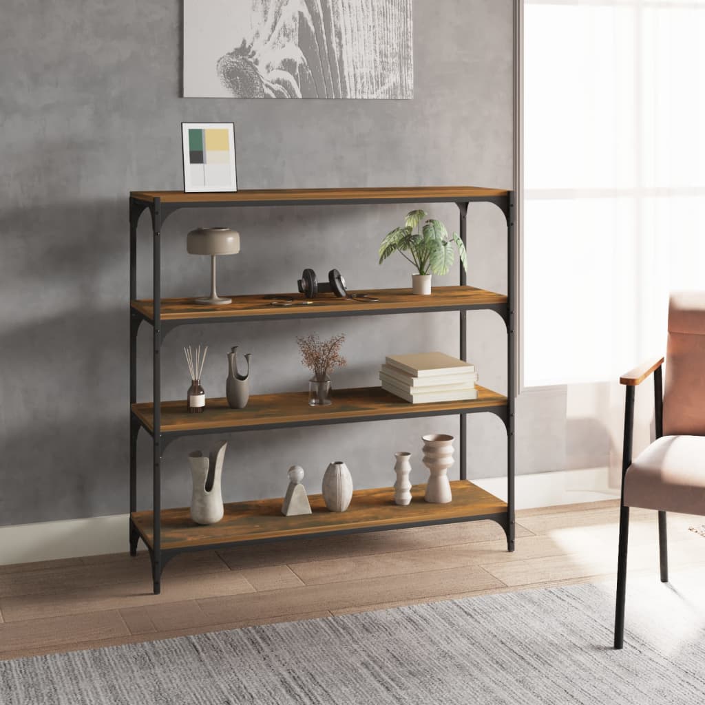 vidaXL Bücherregal Räuchereiche 100x33x100 cm Holzwerkstoff und Stahl