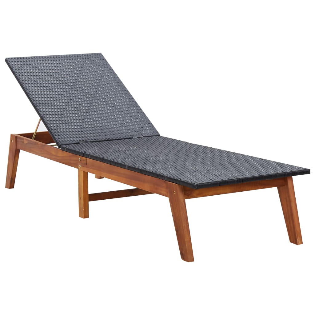 vidaXL Sonnenliege mit Auflage Poly Rattan und Massivholz Akazie - Image 3