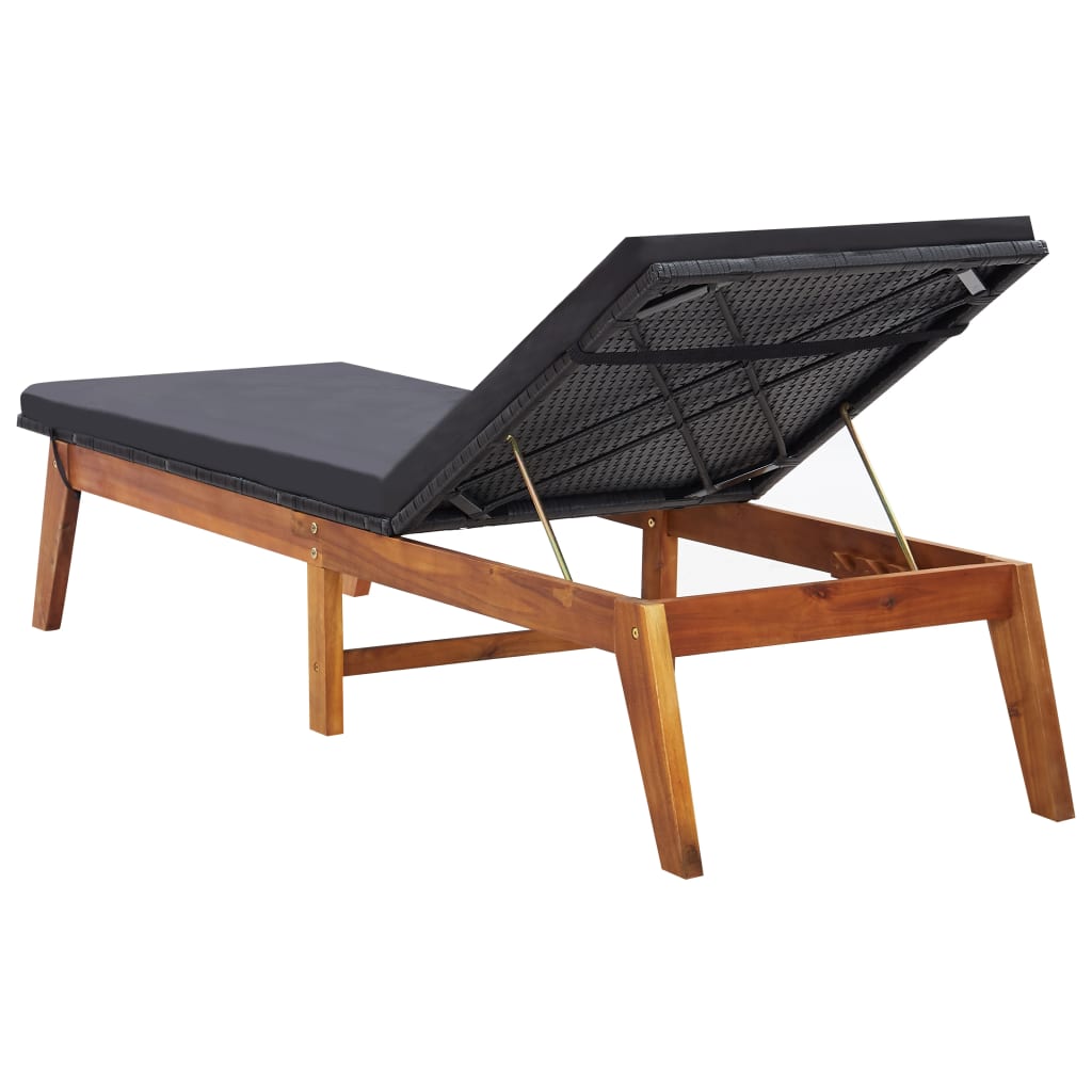 vidaXL Sonnenliege mit Auflage Poly Rattan und Massivholz Akazie - Image 5