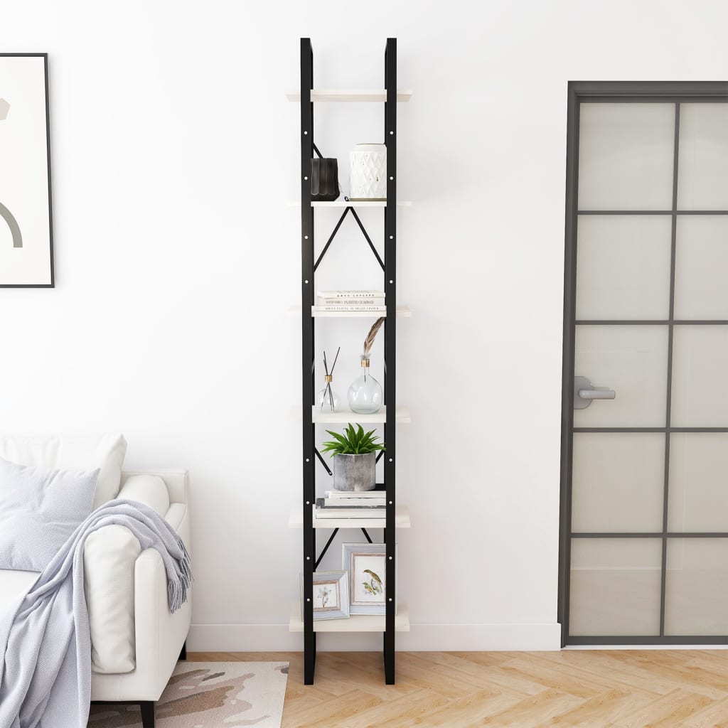 vidaXL Standregal Hoch Weiß 40x30x210 cm Massivholz Kiefer - Image 4