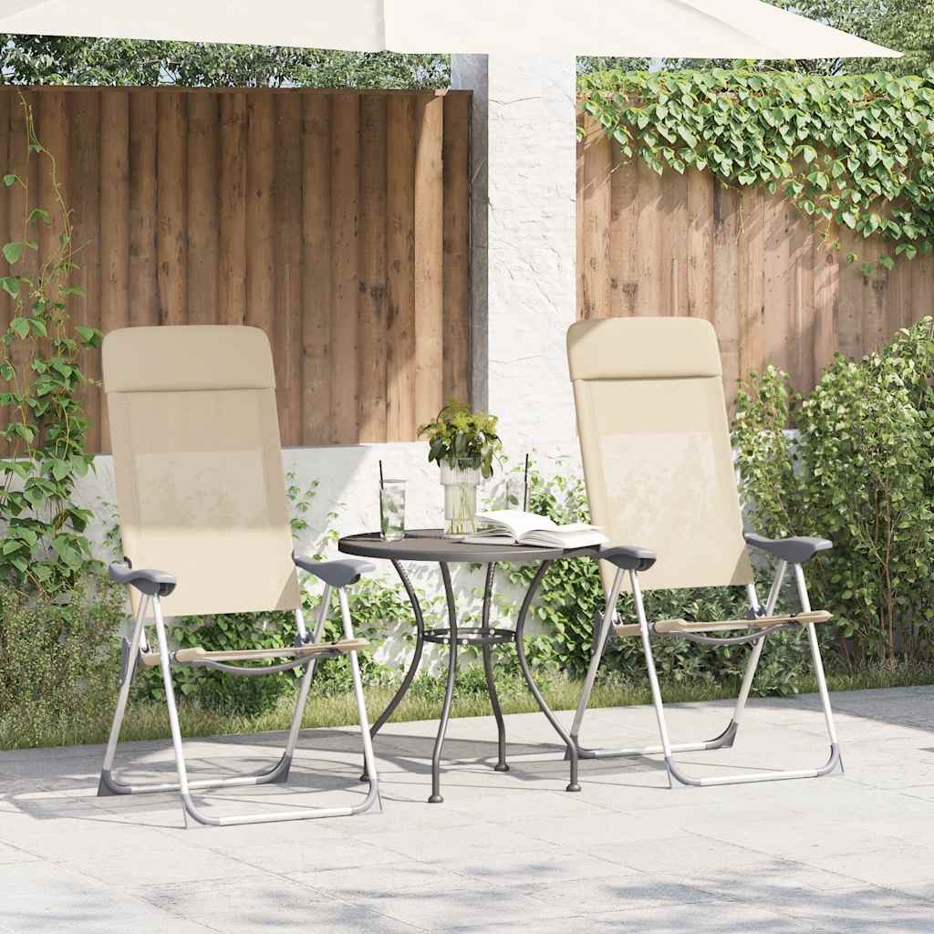 vidaXL Klappbare Campingstühle 2 Stk. Aluminium Creme