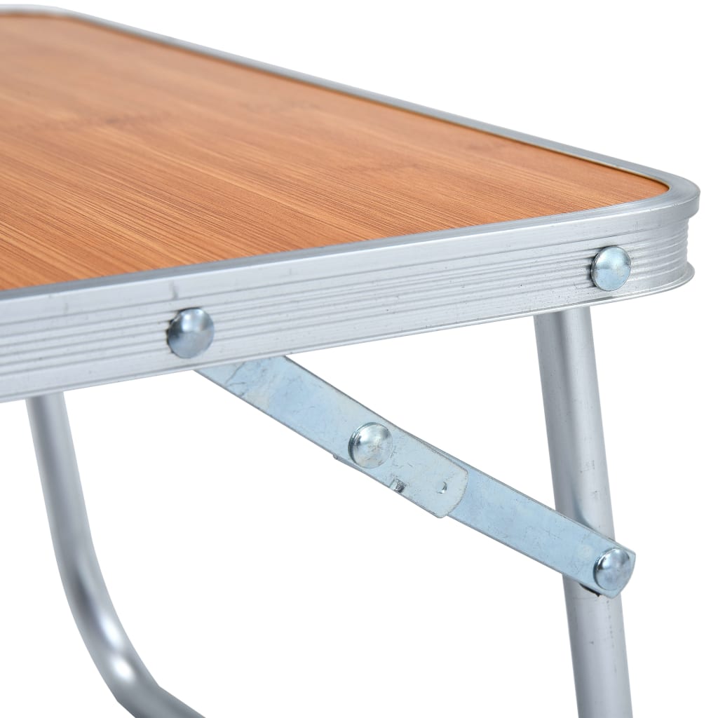 vidaXL Klappbarer Campingtisch Braun Aluminium 60 x 40 cm - Image 5