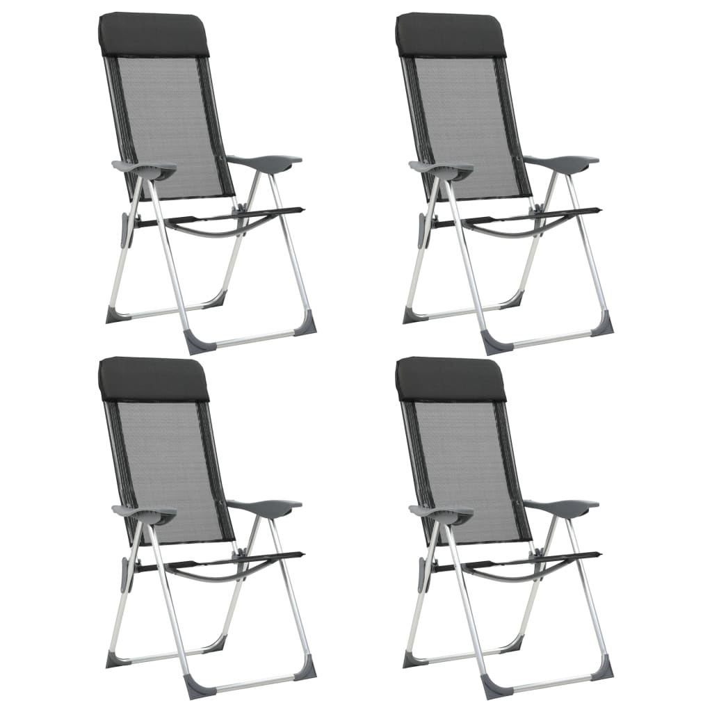 vidaXL Klappbare Campingstühle 4 Stk. Aluminium Schwarz