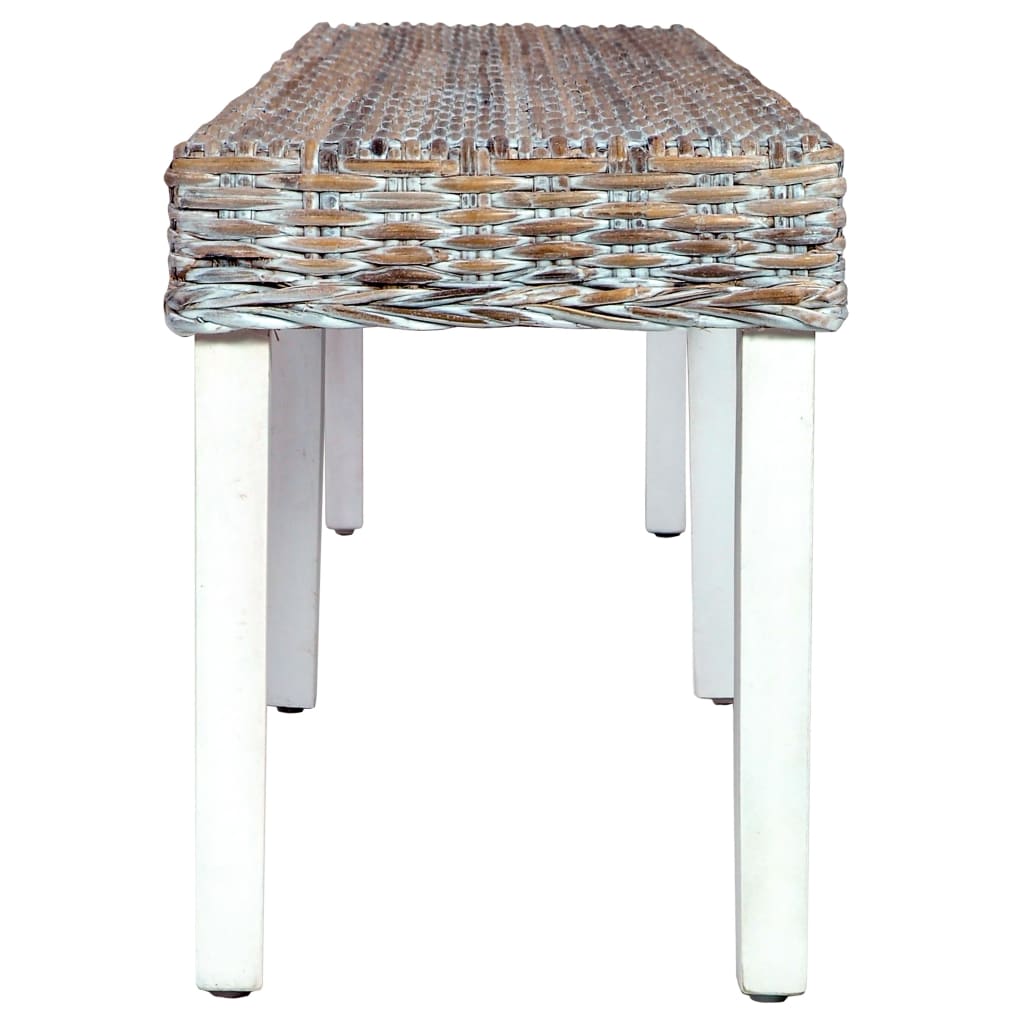 vidaXL Sitzbank 160 cm Weiß Natur Kubu-Rattan und Massivholz Mango - Image 3