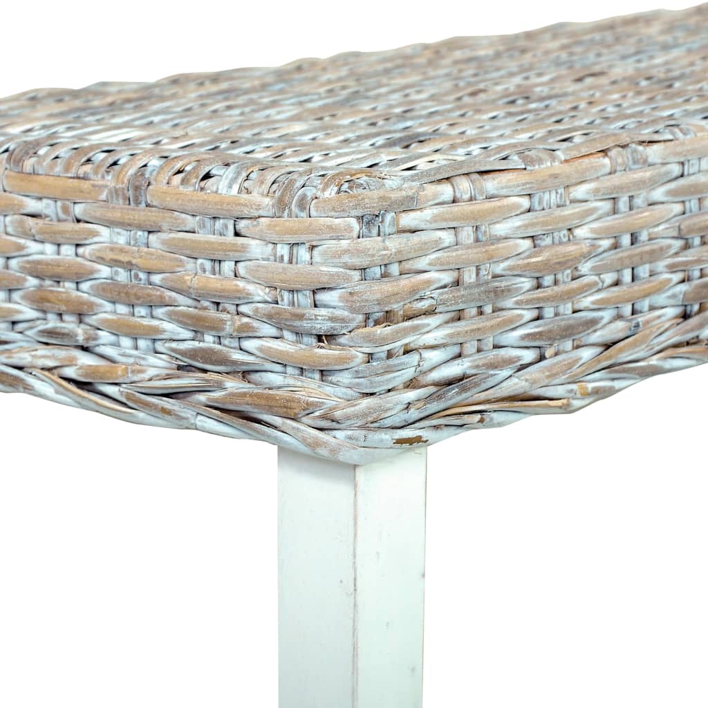 vidaXL Sitzbank 160 cm Weiß Natur Kubu-Rattan und Massivholz Mango - Image 5
