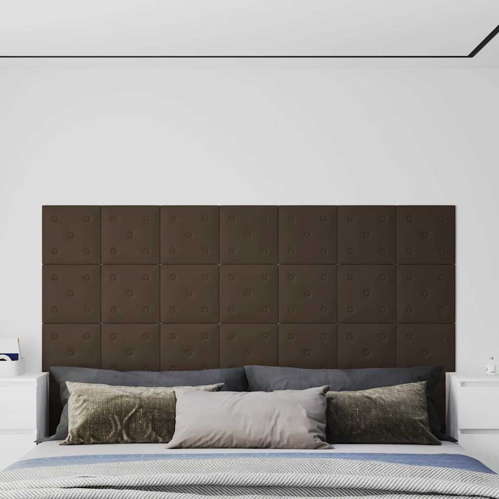 vidaXL Wandpaneele 12 Stk. Braun 30x30 cm Kunstleder 1,08 m²