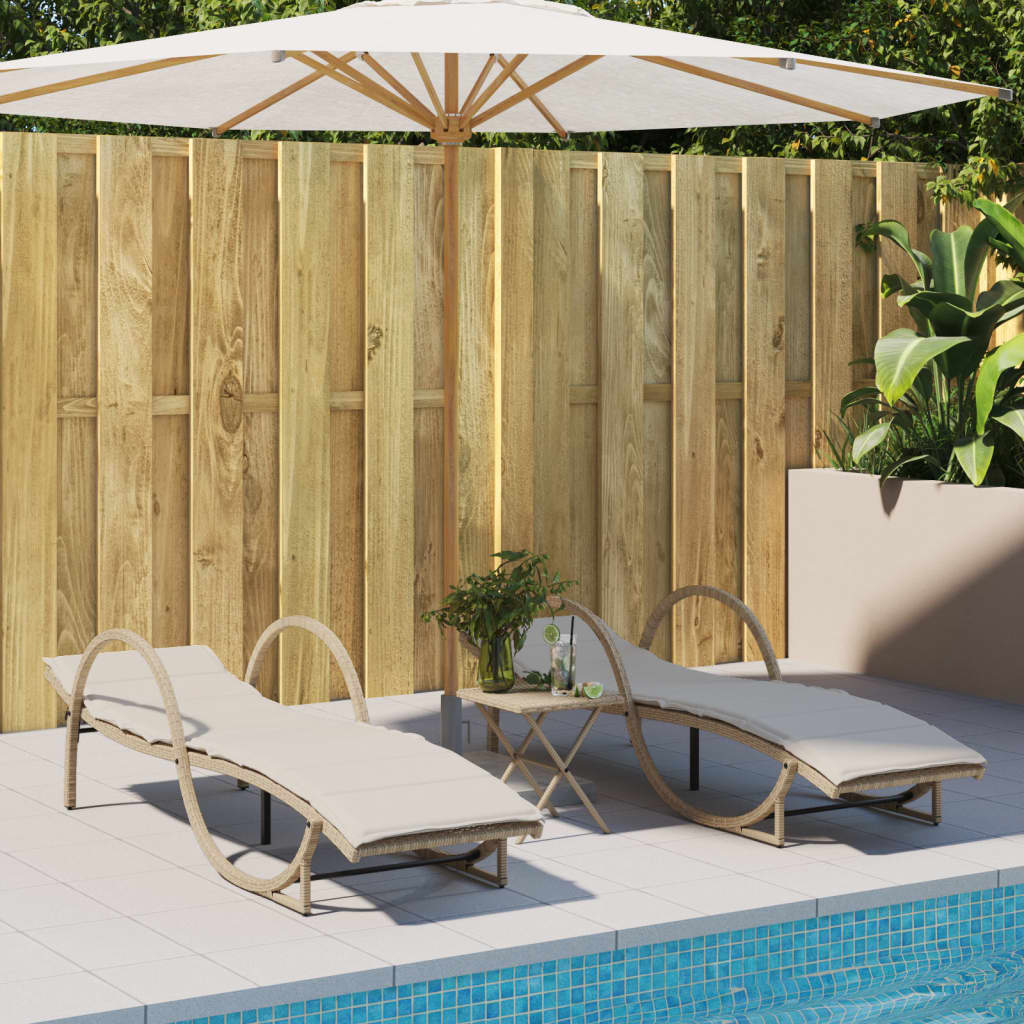 vidaXL Sonnenliege mit Auflage Beige 60x199x42 cm Poly Rattan - Image 3