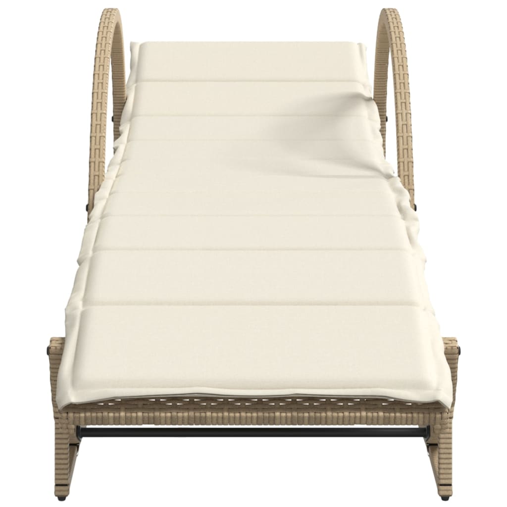 vidaXL Sonnenliege mit Auflage Beige 60x199x42 cm Poly Rattan - Image 4