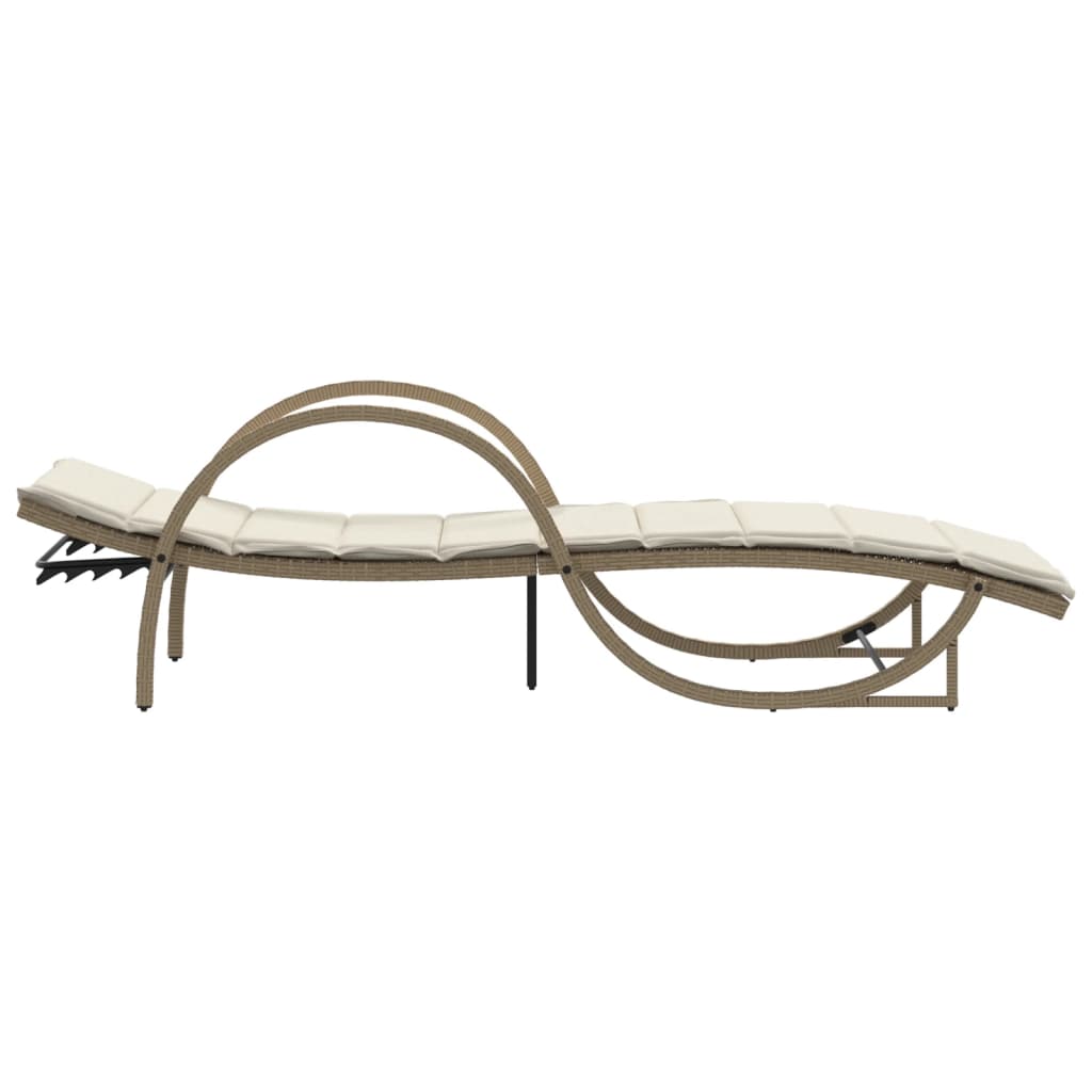 vidaXL Sonnenliege mit Auflage Beige 60x199x42 cm Poly Rattan - Image 5