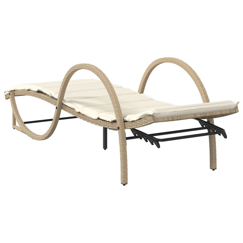 vidaXL Sonnenliege mit Auflage Beige 60x199x42 cm Poly Rattan - Image 6