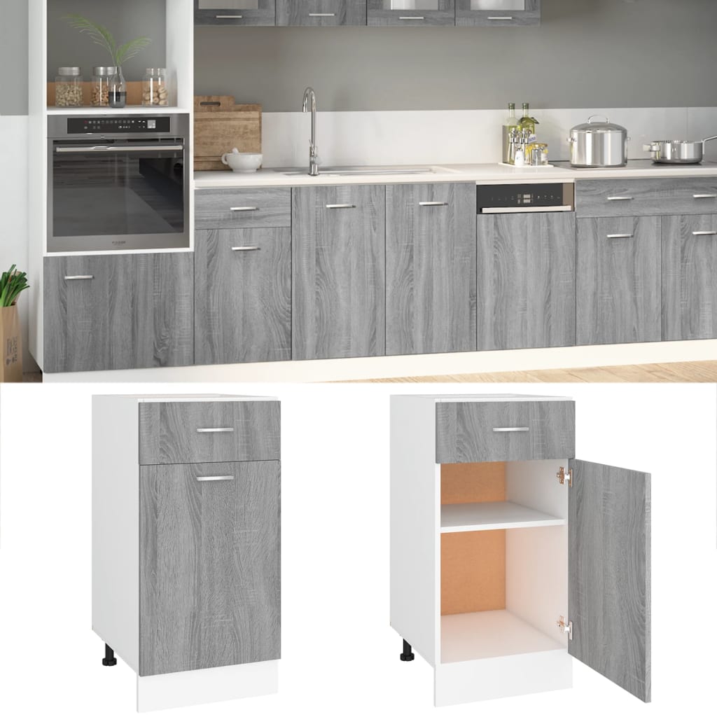 vidaXL Mueble bajo con cajón "Lyon" gris Sonoma, 40 x 46 x 81,5 cm, madera de ingeniería,