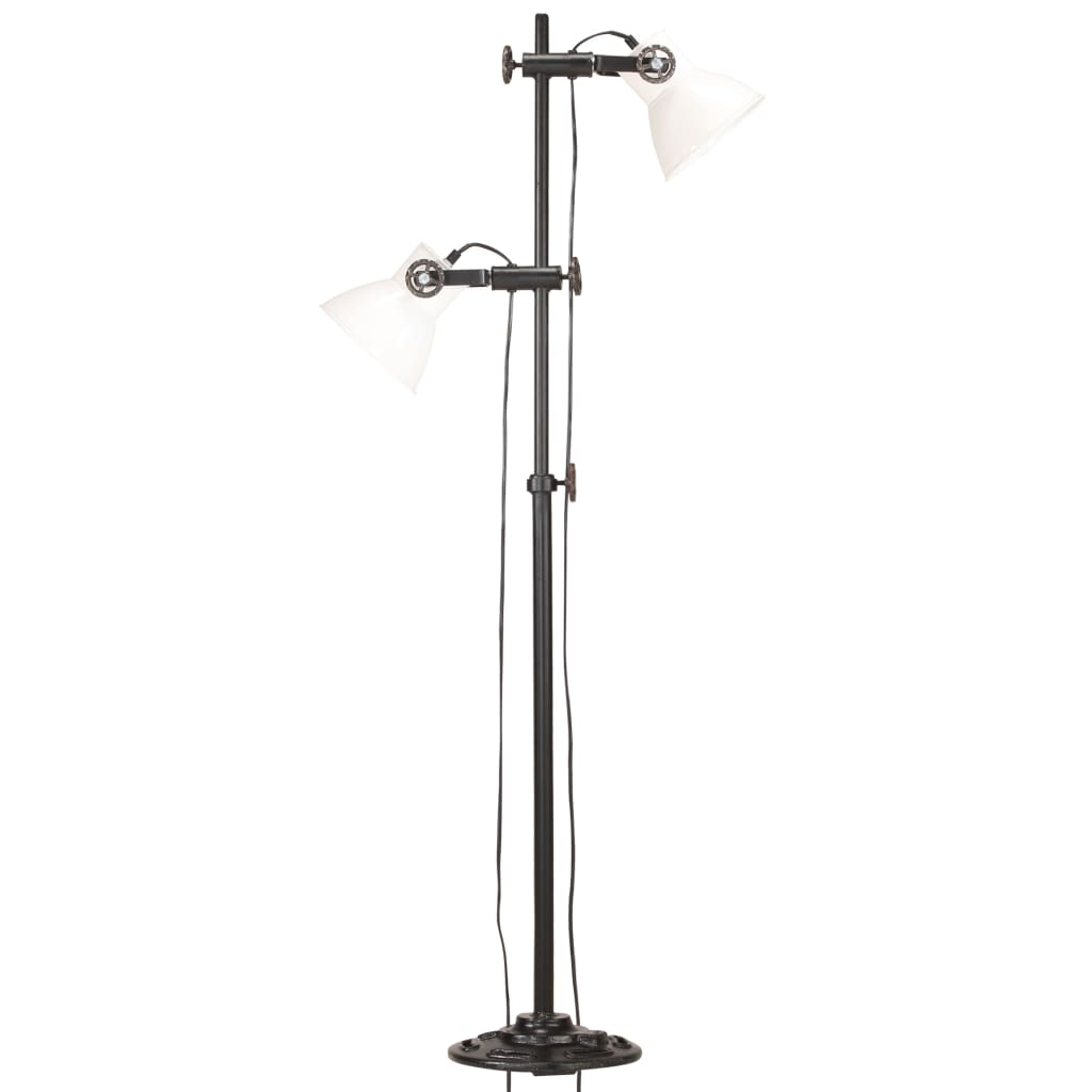 vidaXL Lampadaire avec 2 abat-jour Blanc E27 Fonte - Image 3
