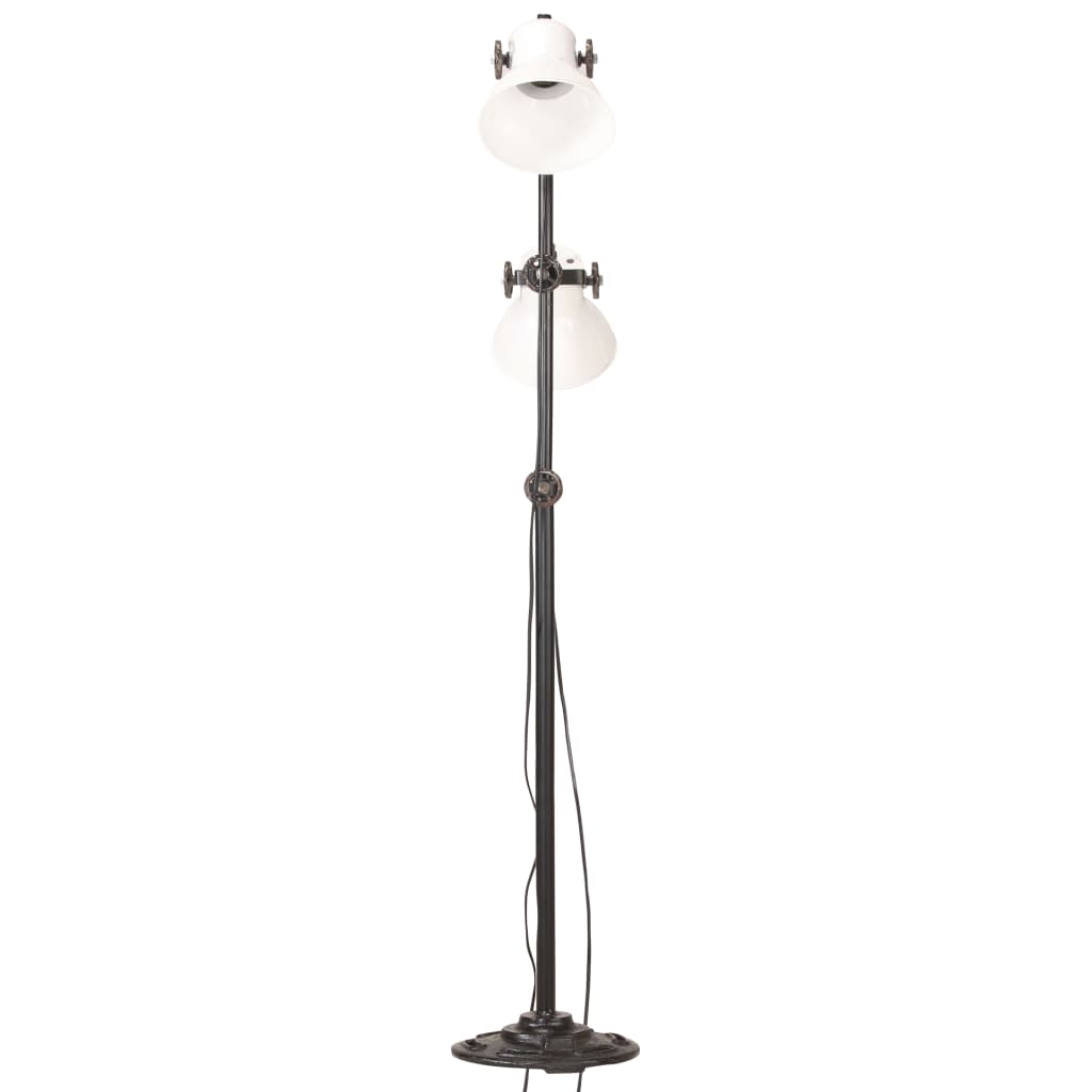 vidaXL Lampadaire avec 2 abat-jour Blanc E27 Fonte - Image 4