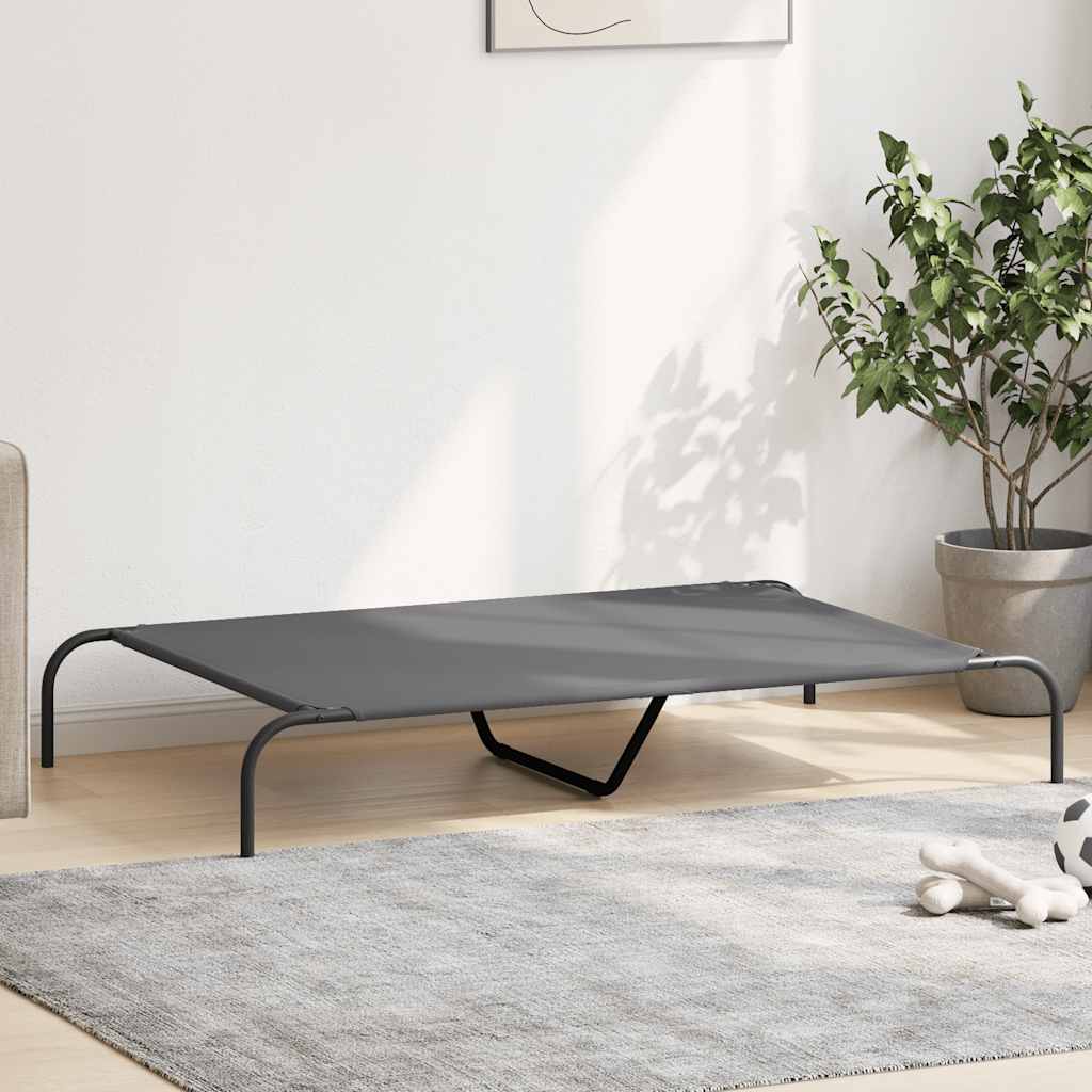 VidaXL Lit surélevé pour chien gris 130x80x20 cm tissu oxford et acier - Image 3