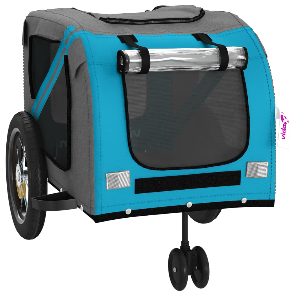 vidaXL Remorque de vélo pour animaux de compagnie bleu et noir - Image 5