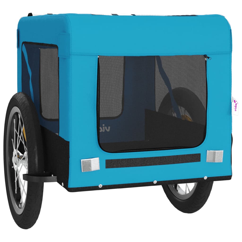 vidaXL Remorque de vélo pour animaux de compagnie bleu et noir - Image 6