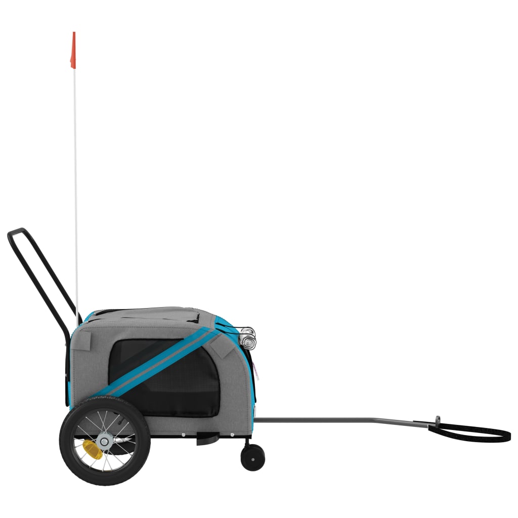 vidaXL Remorque de vélo pour animaux de compagnie bleu et noir - Image 6