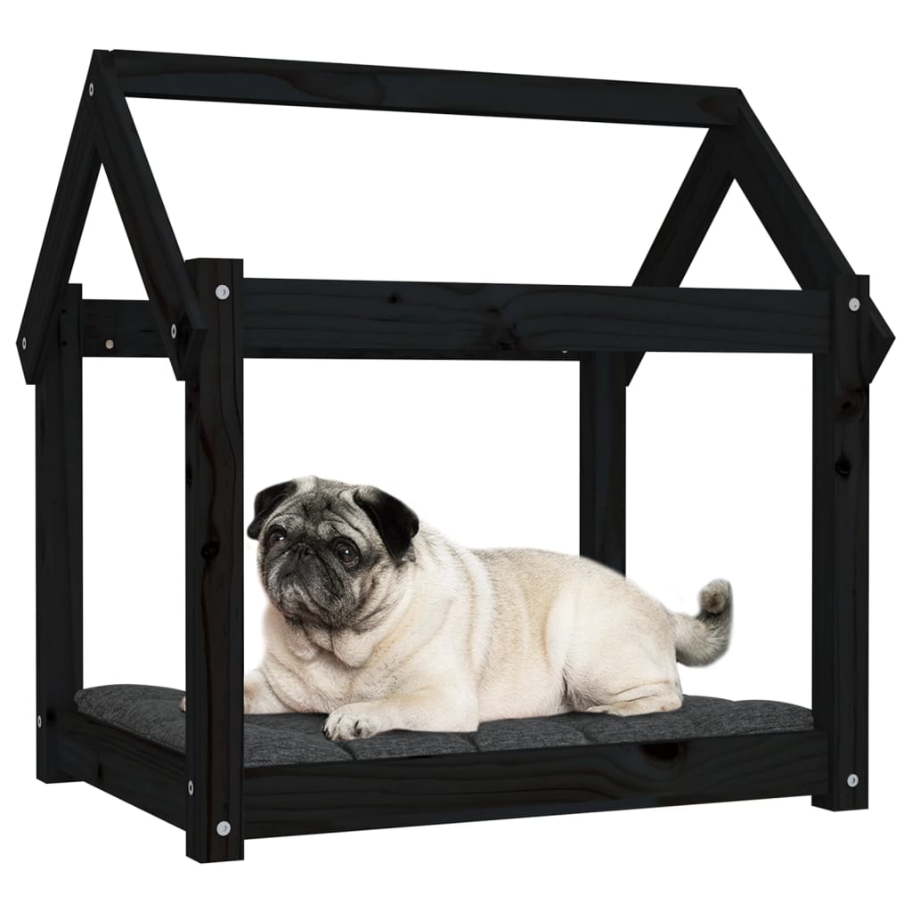 vidaXL Lit pour chien Noir 71x55x70 cm Bois de pin solide - Image 4