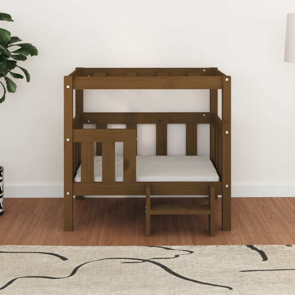 vidaXL Lit pour chien Marron miel 75,5x63,5x70 cm Bois de pin solide - Image 3
