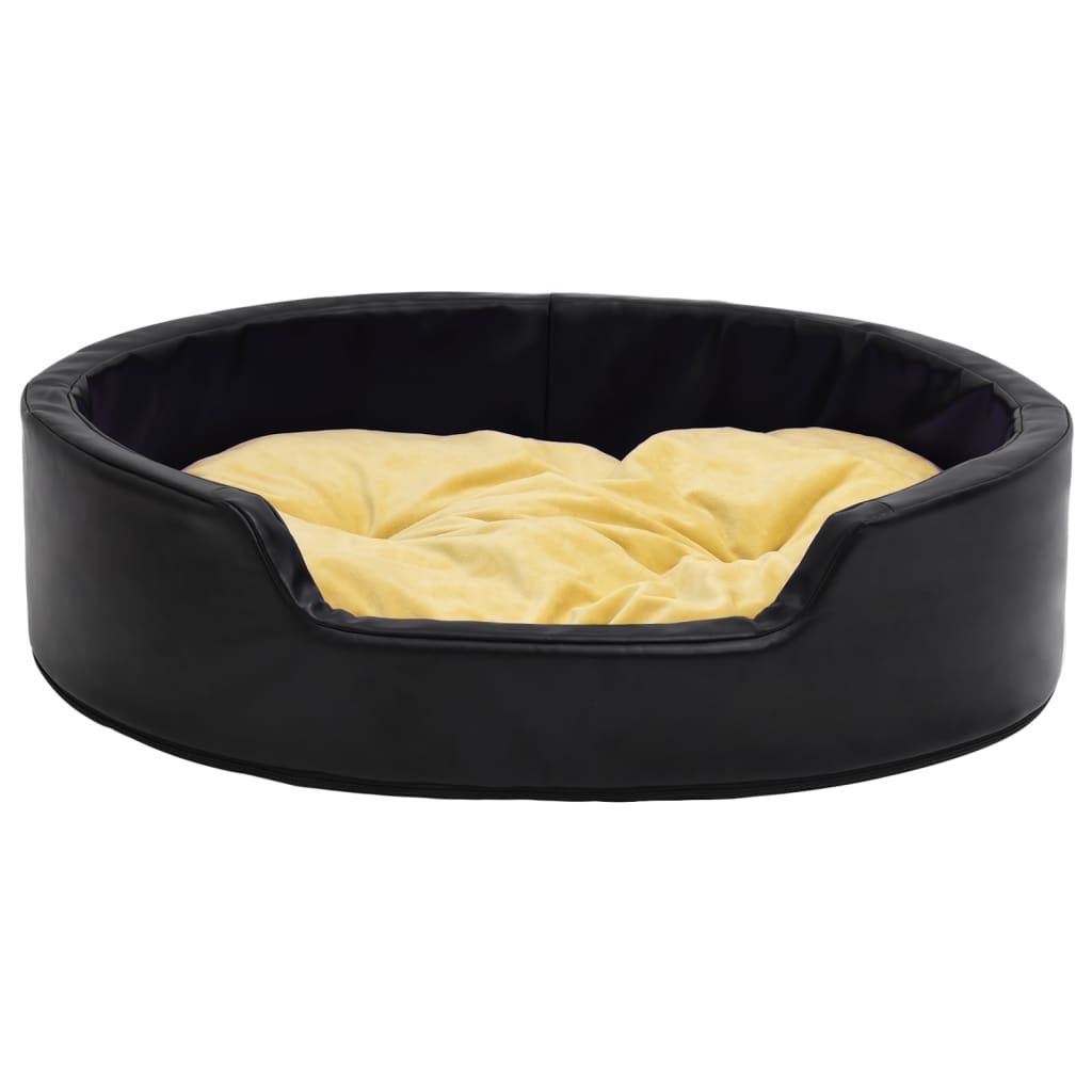 vidaXL Lit pour chiens Noir et jaune 99x89x21 cm Peluche et similicuir - Image 3