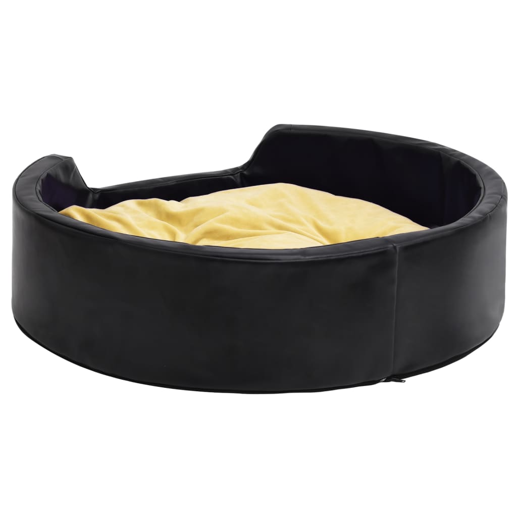 vidaXL Lit pour chiens Noir et jaune 99x89x21 cm Peluche et similicuir - Image 4
