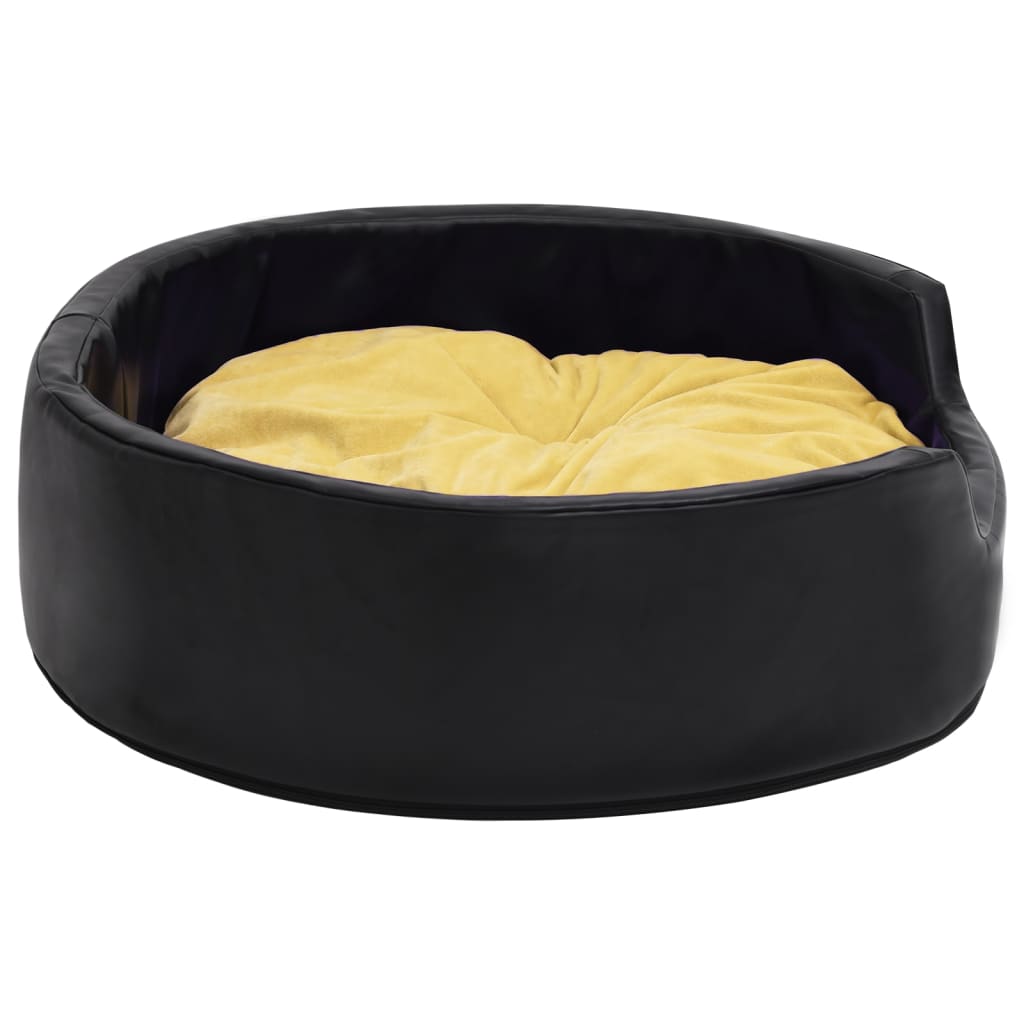 vidaXL Lit pour chiens Noir et jaune 99x89x21 cm Peluche et similicuir - Image 5