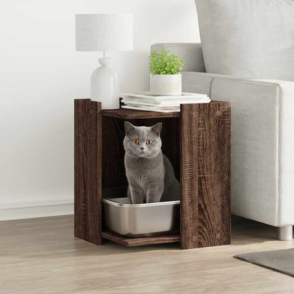vidaXL Meuble de bac à litière pour chat chêne marron bois ingénierie
