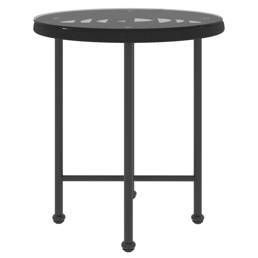 vidaXL Table de salle à manger Noir Ø50 cm Verre trempé et acier - Image 3