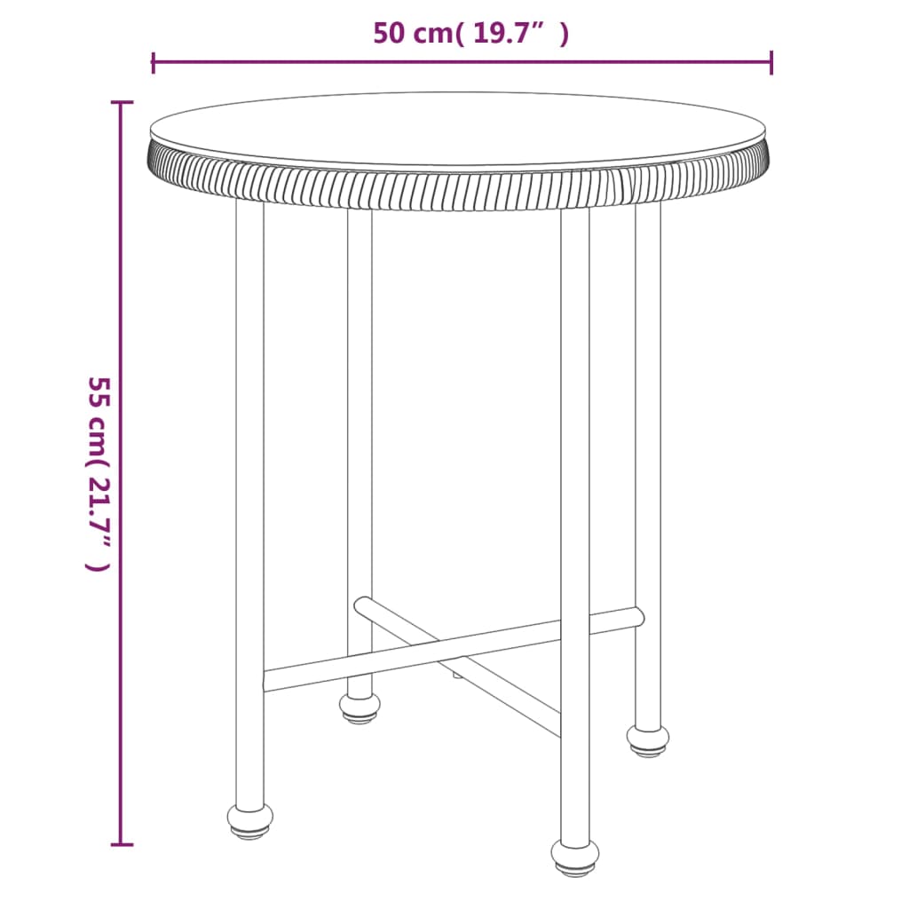 vidaXL Table de salle à manger Noir Ø50 cm Verre trempé et acier - Image 6