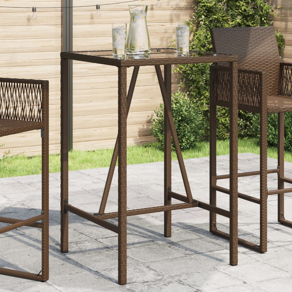 vidaXL Table de bar d’extérieur marron 70x70x110 cm résine tressée