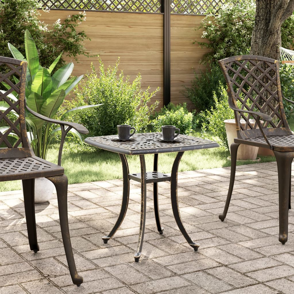 vidaXL Table de jardin bronze 53x53x53 cm aluminium coulé - Image 3