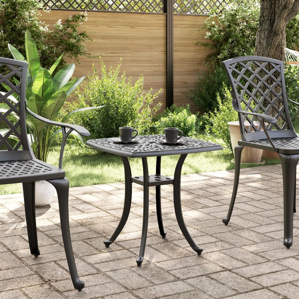 vidaXL Table de jardin noir 53x53x53 cm aluminium coulé - Image 3