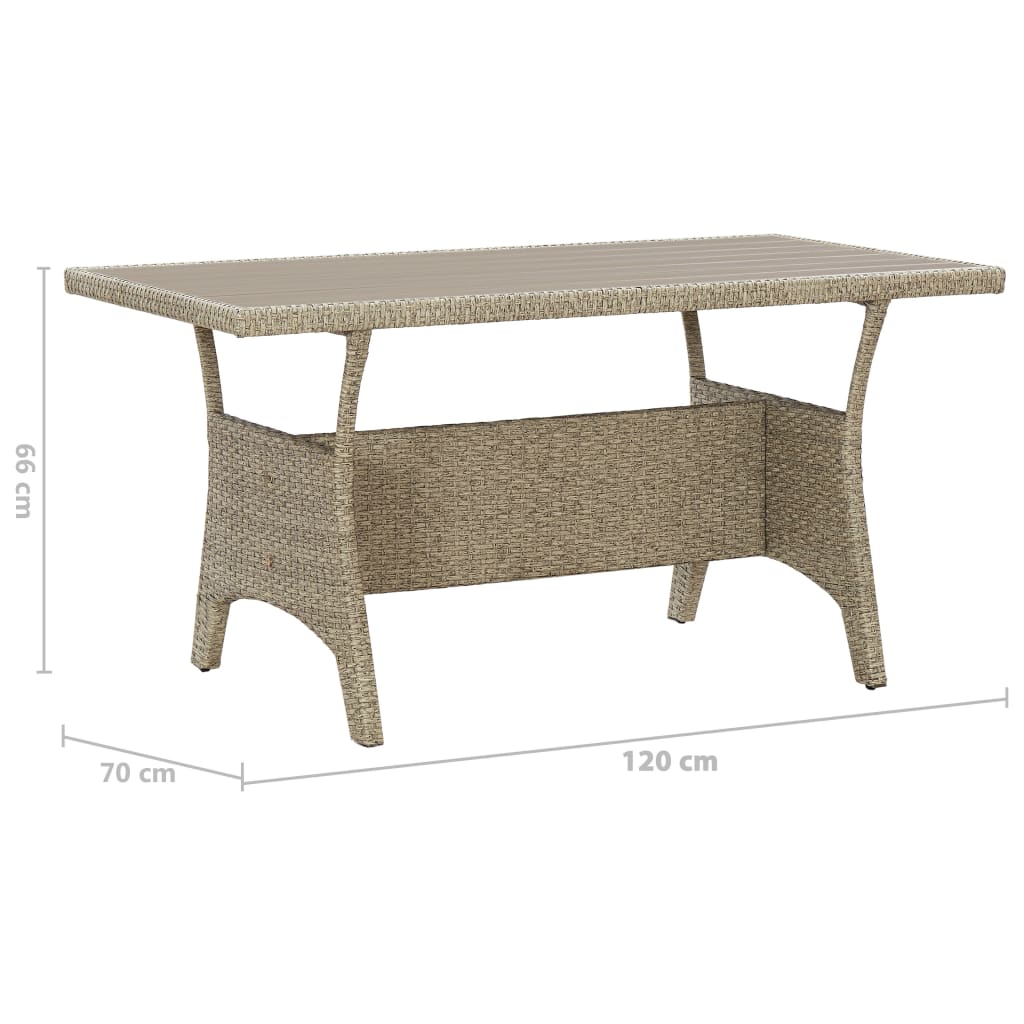vidaXL Table de jardin Gris 120x70x66 cm Résine tressée - Image 6